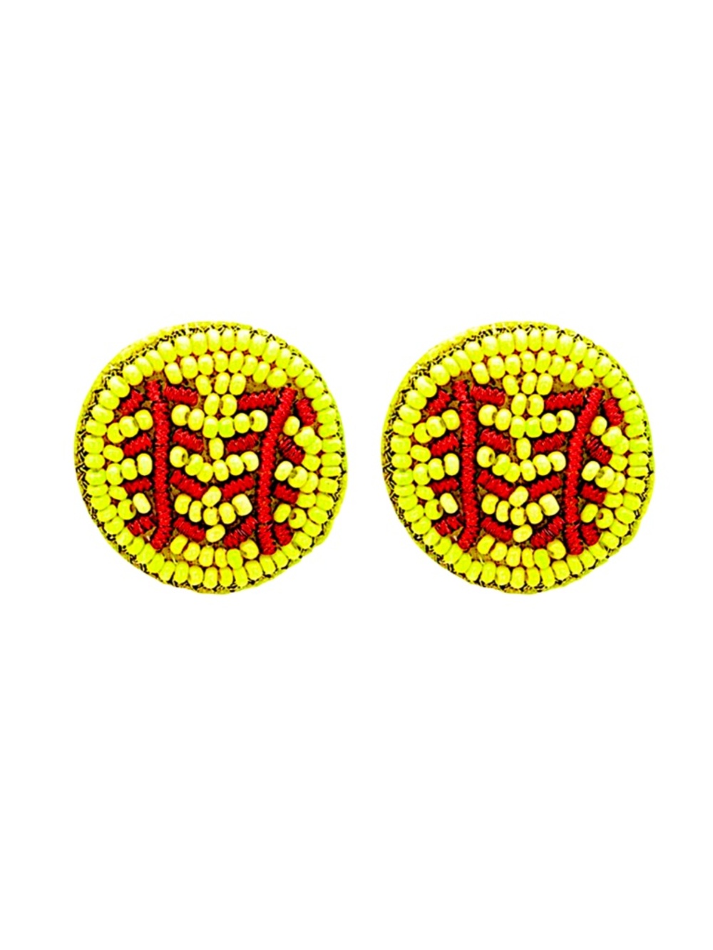 Beaded Softball Stud Earring, Baseball  Earring